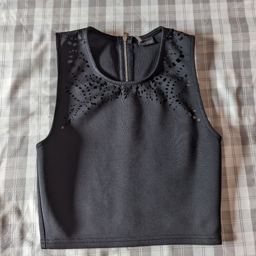 Urban Outfitters UO Sparkle & Fade Cut Out Tank Crop Top (Black Size Medium)